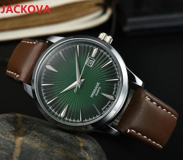 Relojes de cuero de vaca de gama alta de tendencia comercial para hombres, cronógrafo, serie de colores de cóctel, reloj de marca superior europea de acero inoxidable completo