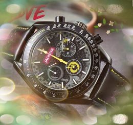 Tendance commerciale montres en cuir haut de gamme Hommes Quartz Chronographe Mouvement Horloge Européenne Top marque pleine fonction bracelet montre-bracelet cadeaux