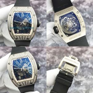 Montre d'affaires RM Montre Calendrier Montre RM023 Cadran Squelette Or Blanc 18 Carats Diamant Original Date Automatique Mécanique Montre Pour Homme Grand Cadran