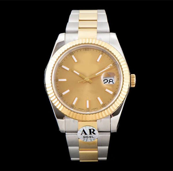 Relojes de negocios Fábrica de lujo para hombre Relojes automáticos Chocolate Oro amarillo Acero 904L Perpetuo 116333 Champán 126333 Fecha