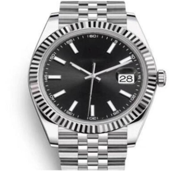 Relojes de negocios marca de lujo mecánico automático Datejust esfera negra bisel estriado 116333 126334 caja de acero inoxidable 2813