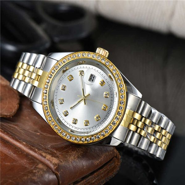 Relojes de negocios Roll Ex Fashion Full Brand Male Crystal Style 40 mm Fecha con acero Metal Reloj de cuarzo X6ZIN