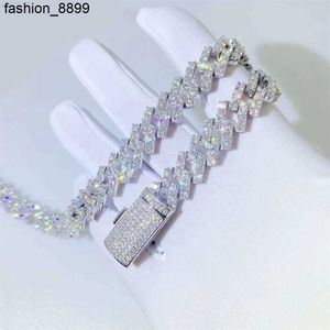 Bussdown grueso 8 mm 10 mm 13 mm sier sier sier helado vvs moissanite cadena cubana brazalete