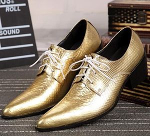 Marca de bussiness Club nocturno zapatos Man Wedding Fashion Luxury Genuine Leather Mid Heel Toe Solid Lace-Up Tending