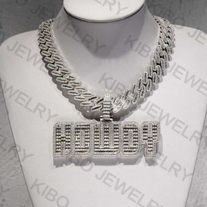 Bust Down Charm Hip Hop Sieraden 18 mm VVS Emerald Baguette Cut Moissanite ketting Iced Out Out Chain Set