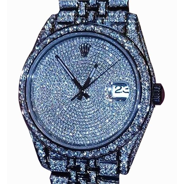 Montre buste M126334 Super 3135, mouvement automatique, 41mm, Dayjust, tout glacé, Moissanite, Eta Bling, Hip Hop