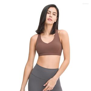 Bustiers Corsets 2022 Produit Sexy V-Neck Sports Bra Gathers Brewable en forme de Y Belle Couleur solide Sous-vêtements