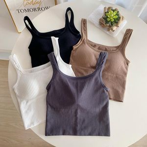 Bustiers Korsetten 2022 Brede Schouder Vest Naadloze Camis Draad Effen Kleur Draad Gratis Beha Katoen Verpakt Borst Meisjes Tube Tops Lingerie