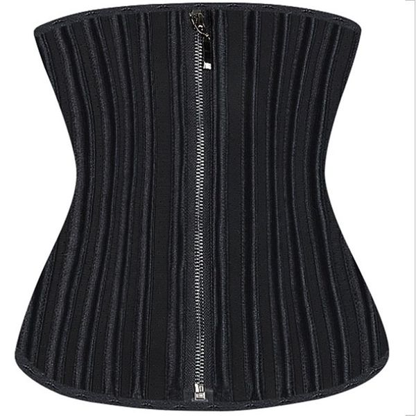 Bustiers Corsés 29 Acero Deshuesado Látex Entrenador de cintura Corsé Zip Up Bustier de goma Super Tight Korse Plus Size Femme Gorset Underb232z