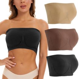 Bustiers korsetten 3 stuks dubbele lagen strapless bra bandeau buis verwijderbare gevoerde top rekbare naadloze borsten gewas spaghetti -band