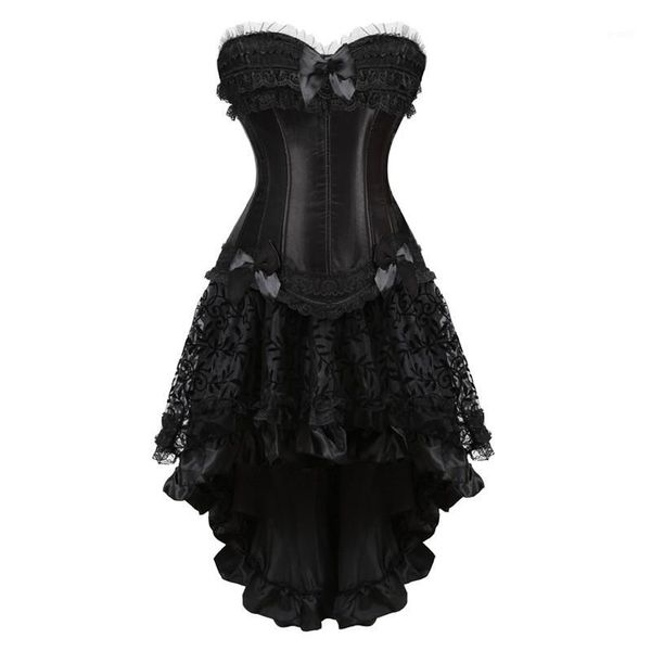 Bustiers corsets et jupe corset burlesque Ensemble de lingerie de lingerie robes gothiques fête plus size mode sexy noir1