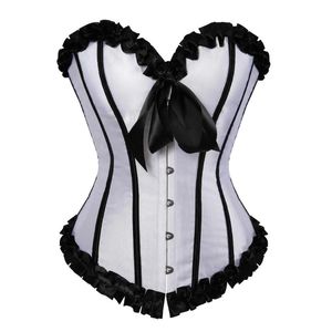 Bustiers korsetten en voor vrouwen chique dansende burlesque geplooide trim Medieval Corselete Carnival Party Clubwear