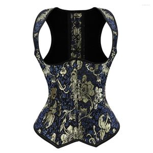 Bustiers Korsetten En Vrouwen Sexy Underbust Steampunk Glitter Borduurwerk Goud Brokaat W. Bandjes Plus Size Sparkle Party Clubwear