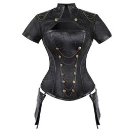 Bustiers korsetten zwart rode steampunk vrouwen sexy goth kleding overbust gotisch retro korset en bustier bodice femme punk corselet set