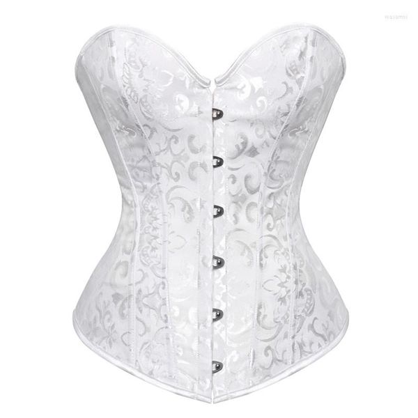 Bustiers Corsets Caudatus grande taille et Lingerie haut Basque Costumes Sexy Corset surbuste motif Floral Cosplay blanc