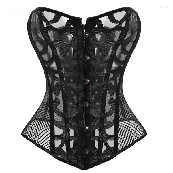 Bustiers Corsés Corset Corselet Lencería de encaje sexy Mujeres Hollow Out Corsages Overbust Black Tops Bustier Plus Size Belly Slimming Sheath