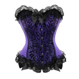 Bustiers korsetten korset voor vrouwen sexy boog kanten bustier bustier lingerie shapewear groen paarse horstelsel overbust plus sizeBustiers