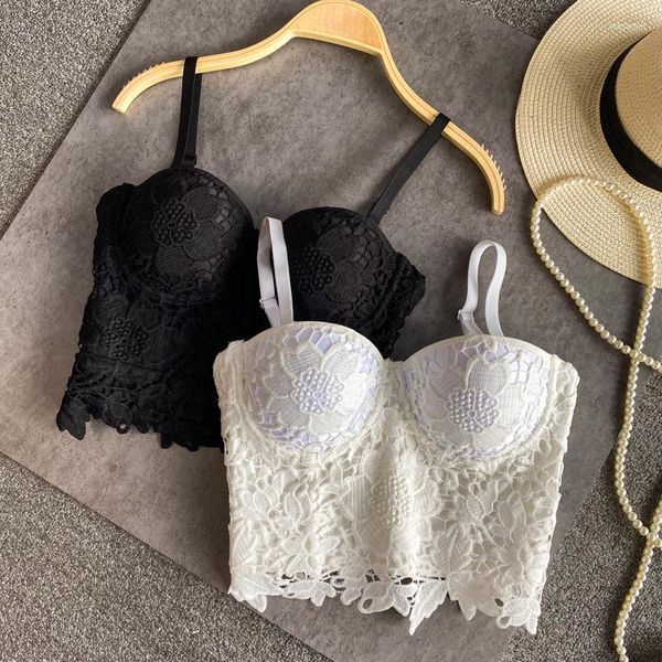 Bustiers Corsés Moda Verano 2022 Body para niñas Sujetador de encaje Negro Blanco Mujeres Push Up Tops sin espalda Adelgazante Corsé sexy Lencería para