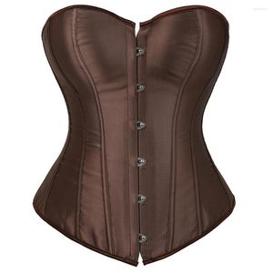 Bustiers Corsets Pour Femmes Sexy Satin Lace Up Overbust Cincher Shapewear Top