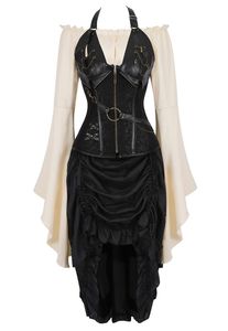 Bustiers korsetten gotisch off schouder sexy riemen shirt korset jurk slank body pirate cosplay dansende kostuums elegante mode victoriaanse sk