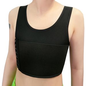 Bustiers Corsets HaleyChan Mujeres de secado rápido Hebilla lateral Carpeta de pecho corto Trans Lesbian Tomboy Breast Croset Crop Tops Minimizer TopB