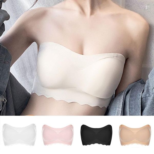 Bustiers Corsets Invisible Sans Fil Soutien-Gorge Femmes Sexy Sans BretellesPush Up Bras Sous-Vêtements Casual Sans Couture Bralette Femme Antidérapant Confortable