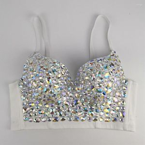 Bustiers korsetten Irene tinnie handgemaakte glanzende strass crop top glanzende tank backless vest sexy bra party nachtclub