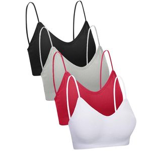 Bustiers Corsets Pièces Femmes Coton V Cou Soutien-Gorge Sans Couture Rembourré Camisole Bandeau Sports Yoga Façonner Sous-Vêtements Gilet 4XL Plus La Taille Bralette