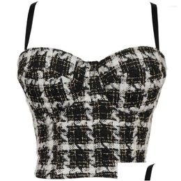 Bustiers Korsetten Geruite Corset Bh's Korte Bustier Tops Dames Mode Korset Feest Vakantie Lijfje Zwart Rood Sexy Lingerie Bovenborst D Dhtqh