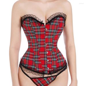 Bustiers Korsetts Plaid Korsett Sexy Gothic Top Overbust Mieder Modellierung Gurt Taille Trainer Abnehmen Bauch Mantel Frauen