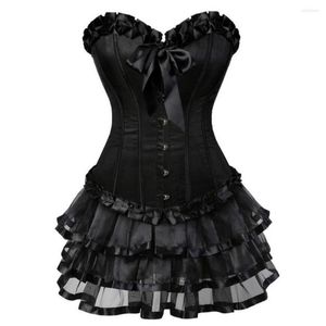 Bustiers korsetten plus size burleske jurk met rokkostuums vintage veter korset bustier shaper corselet voor vrouwen gotische jurken