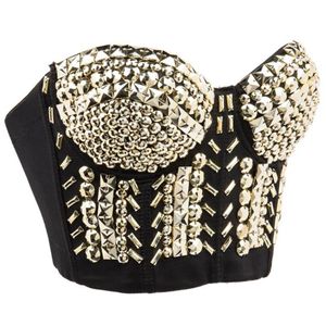 Bustiers Corsés Tallas grandes Mujeres Resina Gemas Rebordear Rhinestone Bustier Crop Top Spaghetti Strap Push Up Corset Bra Chaleco Sexy Par193l