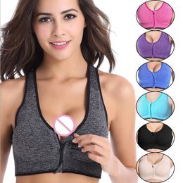 Bustiers Corsets Soutien-Gorge De Sport Push Up Fermeture À Glissière Avant Rassembler Crop Tops Antichoc Tube Top Bras Sans Underwire Gym Yoga Bratte Pour FemmesBustiers