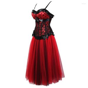 Bustiers Corsets Robes Corset Sexy Pour Femmes Grande Taille Bustier Avec Jupe Longue Tutu Ensemble Costumes Exotiques D'Halloween Rouge 6XLBustiers