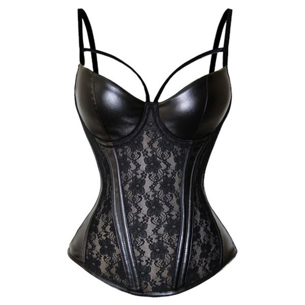 Bustiers Corsets Sexy Corset Steampunk gothique cuir noir dentelle Lingerie fleur Marseille 6XL excessif Costume246u