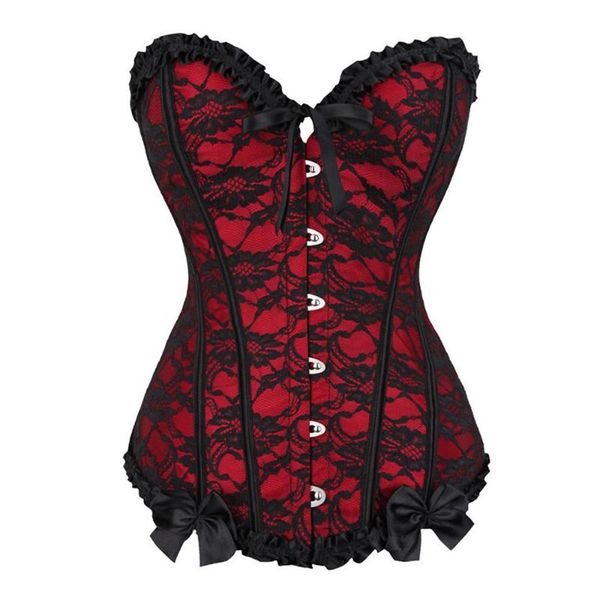 Bustiers Corsets Sexy Overbust Et À Lacets Vintage Floral Bow Corset Lingerie Top Plus La Taille Corselet Pour Les Femmes Burlesque Costum321K