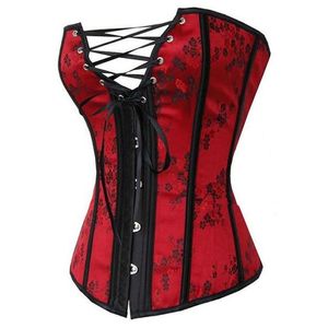 Corsés Bustiers, entrenador de cintura rojo Sexy y corsé con cordones, Top para vestido de novia, lencería de talla grande, ropa interior Overbust 2162