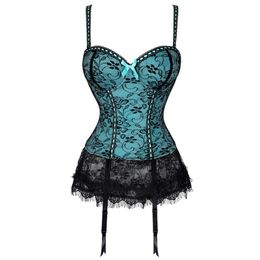 Bustiers Corsés Mujeres Sexy Correas Ropa Interior Erótica Floral Encaje Corsé Top Lencería Cintura Delgada Bustier Con Copa Push Up Corselet DressBust