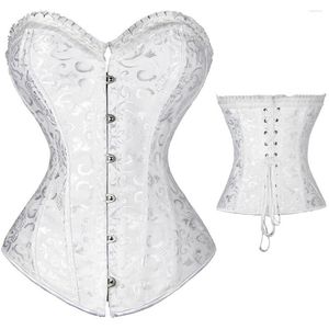 Bustiers korsetten spiraalvormig stalen Corset sexy jacquard overbust met kanten ruche voor vrouwen plus size taille en bustier S-6XL