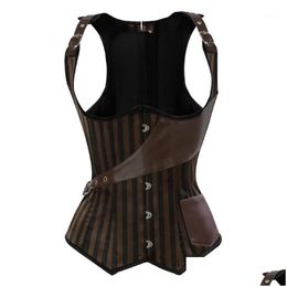 Bustiers corsets steunpunk sous-bust corset gilet femmes en cuir épissé gothique burlesque corps shaper pirate costume plus s-6x d dhleu