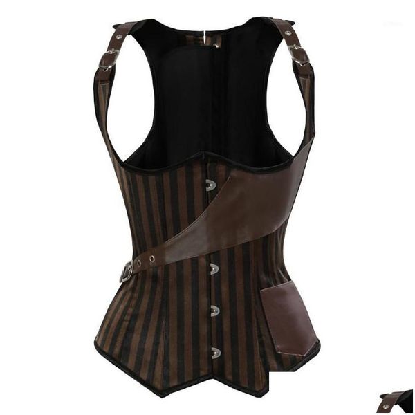 Bustiers Corsets Steampunk Underbust Corset Vest Women Women Splemed Gothic Top Body Body Shaper Disfraz de pirata más S-6X D Dhleu