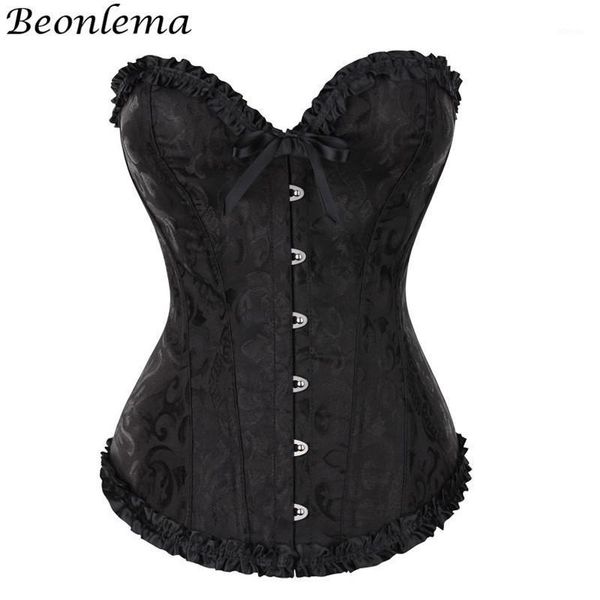 Bustiers Corsés Cintura Corsé Top Negro Ropa gótica Sexy Encaje Underbust Moda Vintage Overbust Tallas grandes Lingere