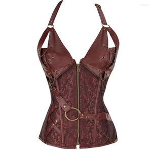 Bustiers corsés cintura entrenamiento corsé chaleco mujeres encaje hasta acero deshuesado Steampunk Bustier Top Sexy Corselet Burlesque ropa gótica fiesta