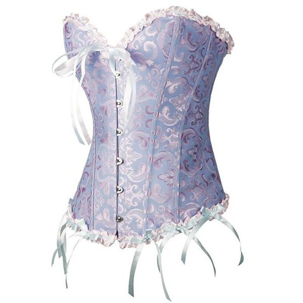 Bustiers Corsets Femmes Bustier Corset Overbust Lingerie Brocart Victorien Mode Top Sexy Dentelle Plus La Taille Érotique Zip FloralBustiers