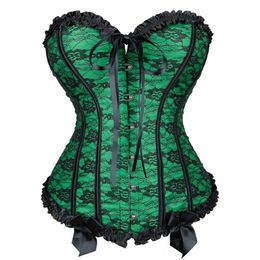 Bustiers Corsés Mujeres Corset Top Victoriano Sexy Floral Lace Up Deshuesado Overbust Bustier Lencería Cintura Cincher Slim Body Shaper CorsetsBust