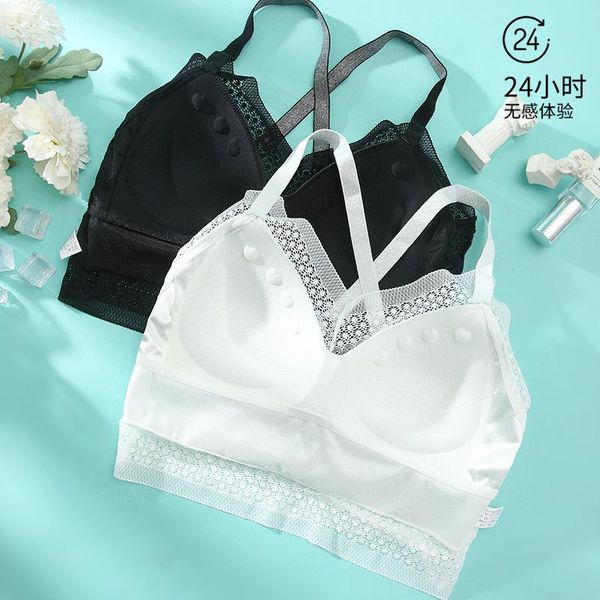 Bustiers Corsés Sujetadores de encaje para mujer Top Cómodo Bralette Color sólido Ropa interior de belleza Chaleco sexy Mujer Agregar almohadilla Sujetador inalámbrico LenceríaBusti