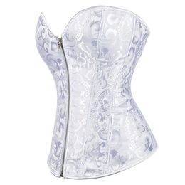 Bustiers Corsets Corset brodé noir pour femmes avec fermeture éclair Jacquard Floral à lacets désossé surbuste taille formateur Lingerie haut Bustier