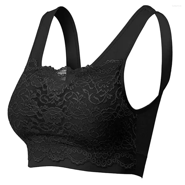 Bustiers-corsés de encaje sin costuras para mujer, Top con cubierta frontal, Bralette deportivo de talla grande, sujetador inalámbrico