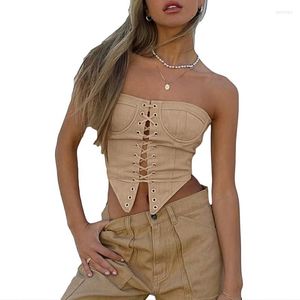 Bustiers korsetten voor dames korte tops trekstrekbanden onregelmatige driehoekomom off-shoulder slanke tank sexy meisjes topsbustiers