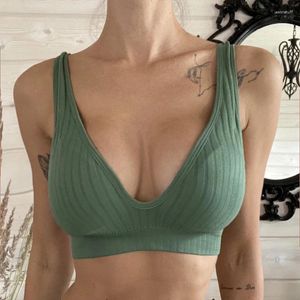 Bustiers & Corsets Women Seamless Sports Crop Top Sexy Bra Female Tube Tops Deep V Women's Underwear Bralette Sleeveless Camis Bandeau